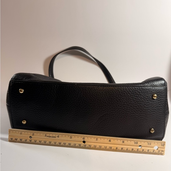 Calvin Klein Black Pebbled Leather Tote Bag Gold Hardware Shoulder Purse - Picture 10 of 17